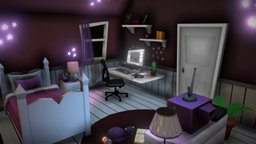 Isomitrique Lowpoly Pink BedRoom