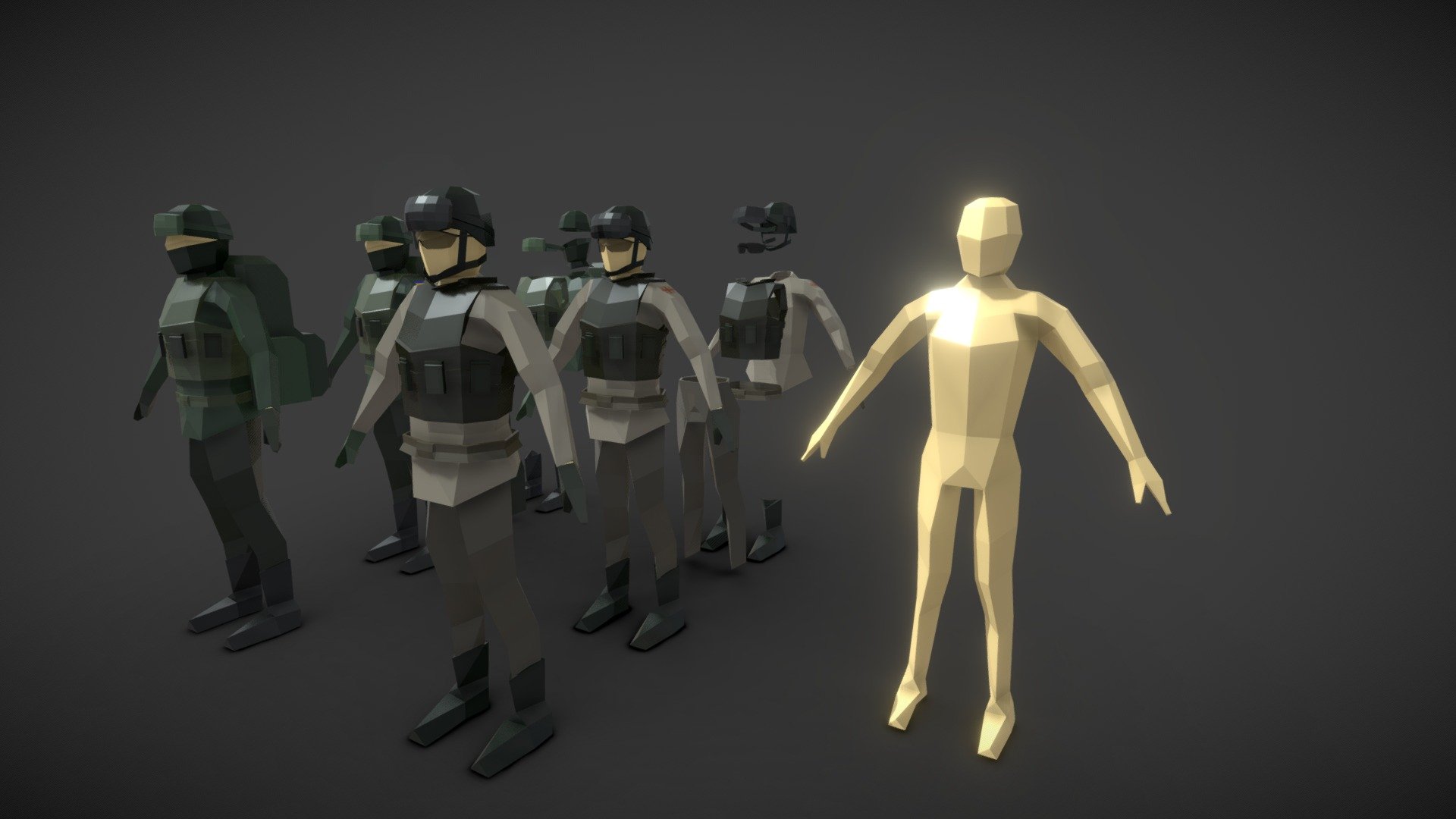 Rigged low poly Human model with Ukrainian and Georgian uniforms - (50 Follower Special) Human | UA & GE soldiers - Download Free 3D model by Sellpet 3d model