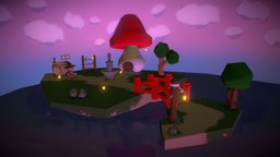 Lulu 3D Diorama trees, fanart, universe, mushroom, chibi, pose, leagueoflegends, diorama, potion, lulu, fictional, chibistyle, fanart3d, rigged-character, chibi-character, rigged-and-animation, 3d, photoshop, 3dsmax, witch, house, animation, fantasy, village, witchverse