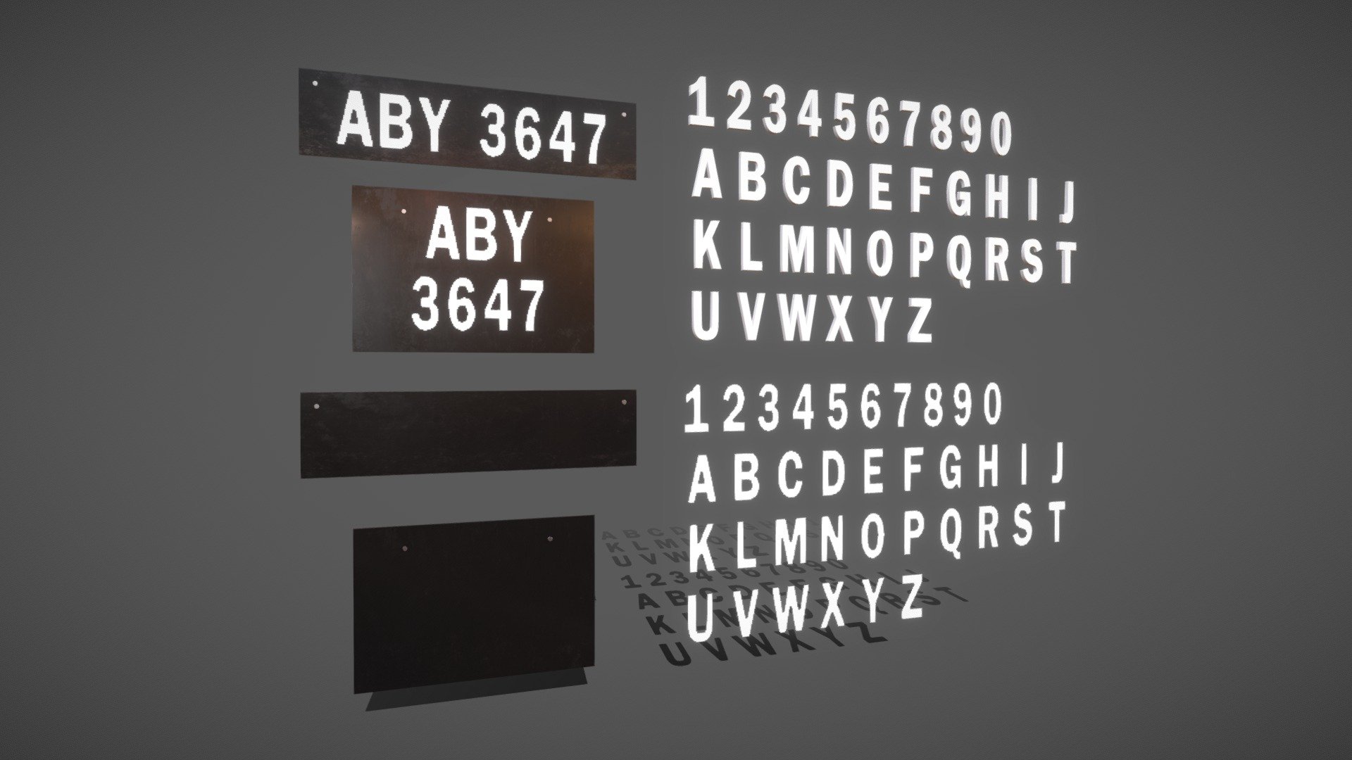 Free alphabet and number. There are geometry version and decal version of alphabets and numbers.

Modeled in Blender, UV mapped and textured.

The textures size are 1024x1024.



CAUTION 




There is some maps might not connect to shader automatically for .FBX and .glTF format, customer needs to connect it manually.


Thank you so much for your interest and support! - Alphabet And Number With Car Plate [Free] - Download Free 3D model by Strife Lim (Lim Kah Wei) (@strifelim) 3d model