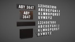 Alphabet And Number With Car Plate [Free] text, plate, font, prop, new, word, alphabet, number, typography, writing, letters, write, asset, game, 3d, vehicle, car, free, noai