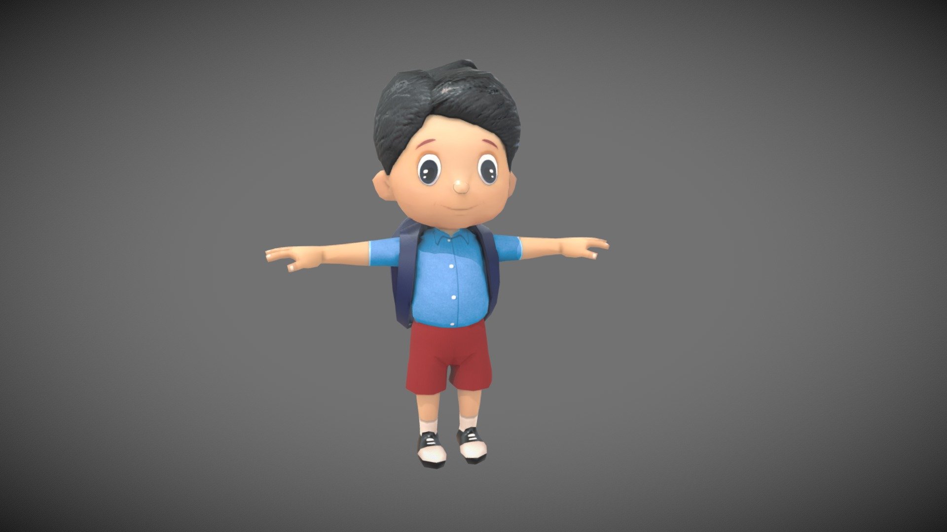 3D Model of cute school going boy in uniform with bagpack. Low Poly PBR textured. Mobile game ready mesh - School Boy - Buy Royalty Free 3D model by Team-Panda 3d model