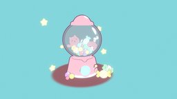 Kawaii Gumball Machine bunny, cat, candy, kawaii, gumball, pastel, gumball-machine, gumballmachine, pastel-colours
