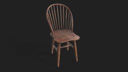 Old Chair object, office, wooden, desk, retro, table, furnishing, dirty, old, dekogon, asset, game, pbr, chair, wood, interior, horror