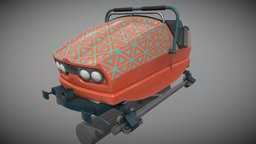 Roller Coaster Cart 02 PBR Game Ready train, rail, railroad, vray, fun, vintage, unreal, wagon, cart, rollercoaster, park, roller, ride, coaster, attraction, amusement, unity, pbr, lowpoly