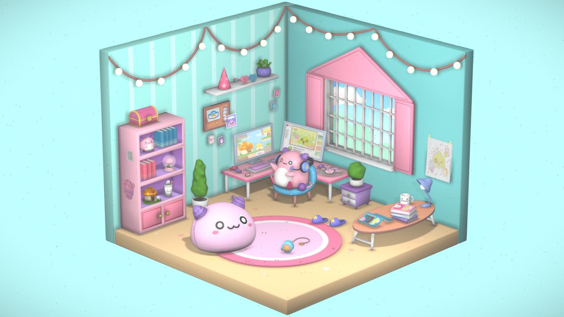 Pinkbean's bedroom from game Maplestory.

Original art by @pink_pinkbean.

 - Pinkbean's Room - 3D model by passerby3d 3d model
