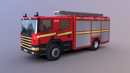 Fire Truck LowPoly porshe, truck, land, gasoline, trailer, traffic, transport, fire, firetruck, lorry, rescue-vehicle, car