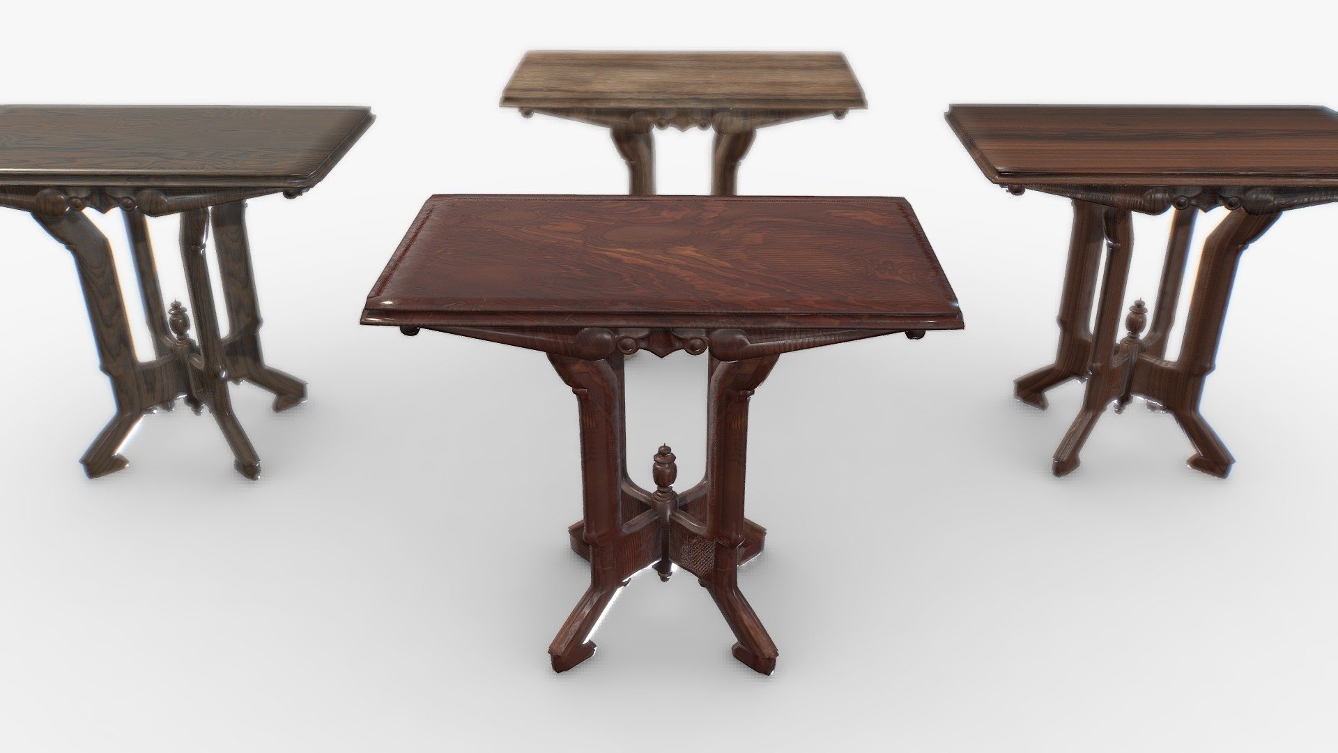 Check out my website for more products and better deals! &amp;gt;&amp;gt; SM5 by Heledahn &amp;lt;&amp;lt;


This is a digital 3d model of an old Victorian style sidetable in four different wood finishes.

(TIF HEIGHT MAP TEXTURES ONLY FOR SALE IN MY WEBSITE 🔼)

This model can be used for any Period themed render project, used either as a background prop, or as a closeup prop due to its high detail and visual quality.

This product will achieve realistic results in your rendering projects and animations, being greatly suited for close-ups due to their high quality topology and PBR shading 3d model
