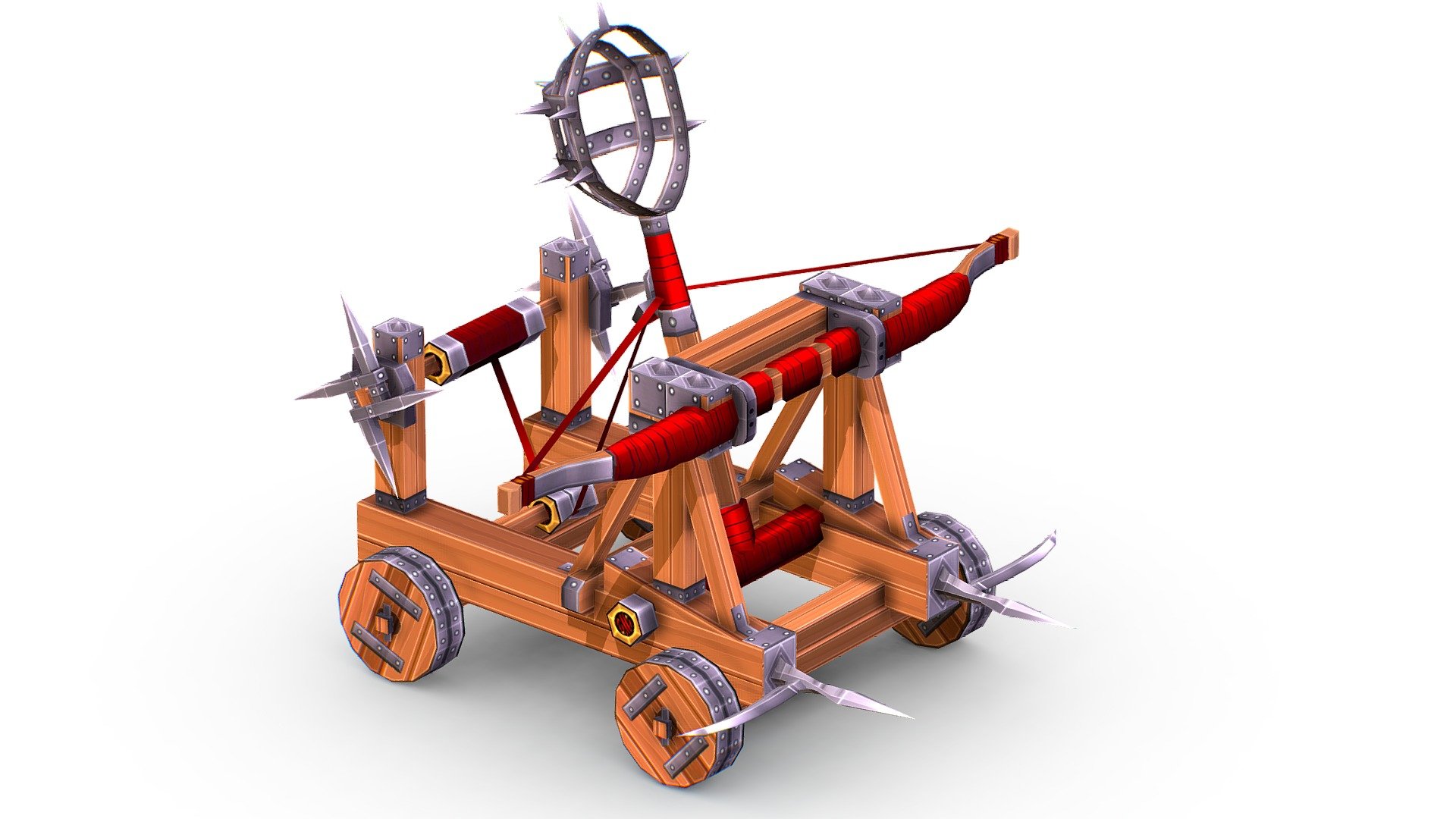 Handpaint Cartoon Medieval Catapult Siege Weapon - 3dsMax and Maya file included - Texture size 2048 color map 3d model
