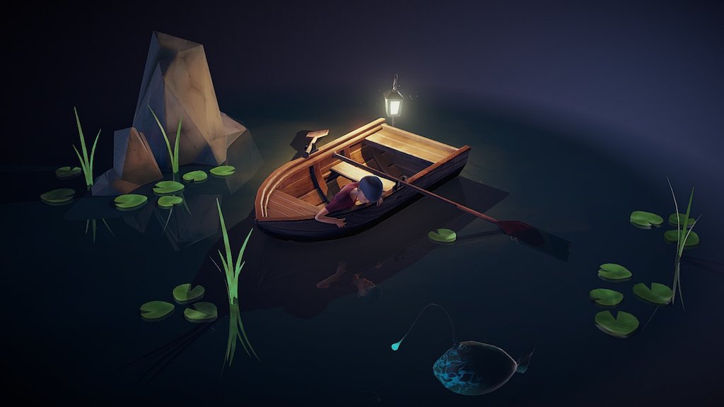 Had the feeling I needed to leave my comfort zone for a bit and do something else than large and realistic environments. :) - Boy in a Boat - 3D model by fabiandenter (@praesidenter) 3d model