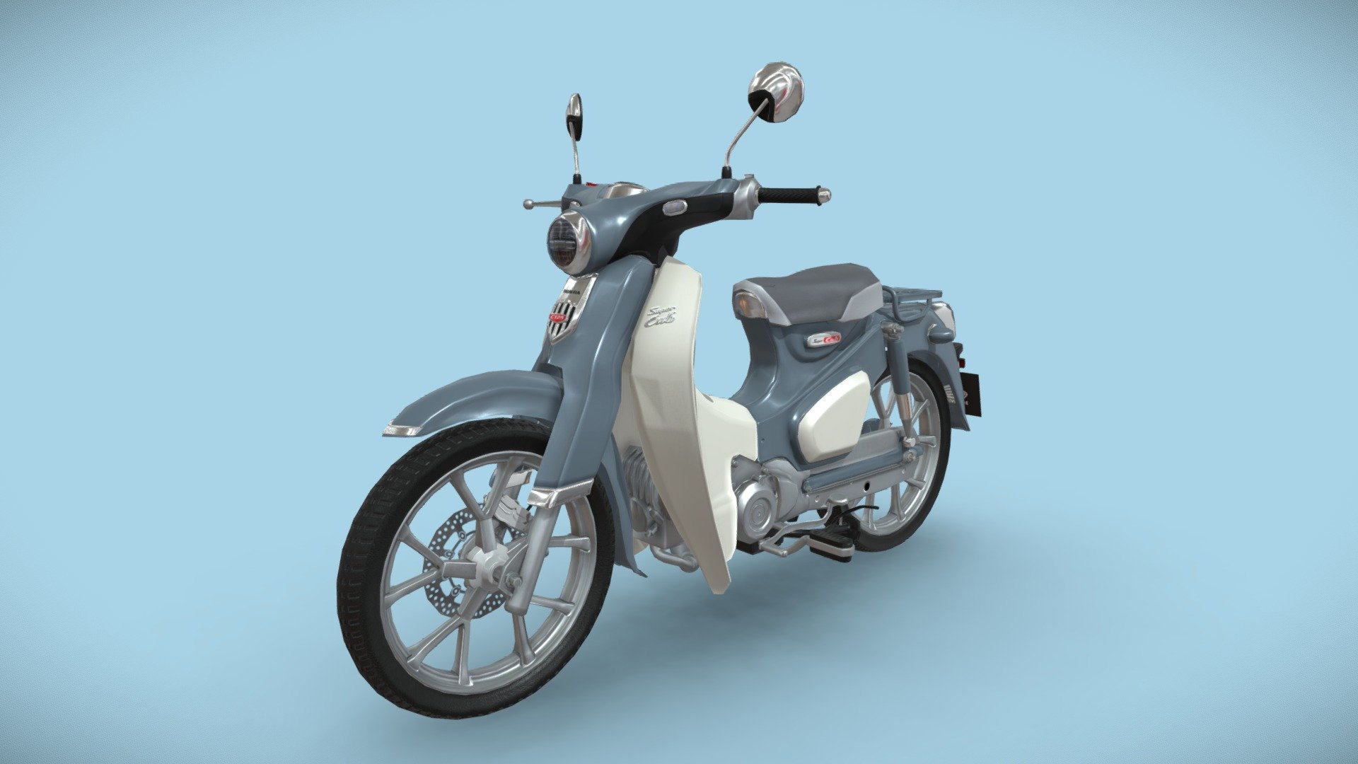 This is Honda Super Cub C125 3d Model.
This is in Pearl Gray Color of Honda Super Cub C125.
The model was created in Maya 2018, rendered with Substance painter, Clean topology based on quads. Detailed High quality model.
All Materials in this pack are provide with all named.
Model Type: Polygonal
Polygons: 20,556
Vertices: 22,195
Formats available: Maya ASCII 2018, Maya Binary 2018, FBX , OBJ
Textures: Color, Normal, Metallic, Roughness, Ambient Occlusion, Displacement and AlphaTexture Resolution: 4096 x 4096 pixels
If the price is not suitable for you can contact me and discuss the price.
Please don't forget to rate the model.
Hope you like it!
Thank You 3d model
