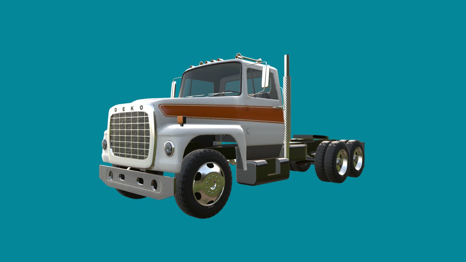 Conventional cab tractor, based on 1981 Ford Louisville L-8000 long nose 3d model