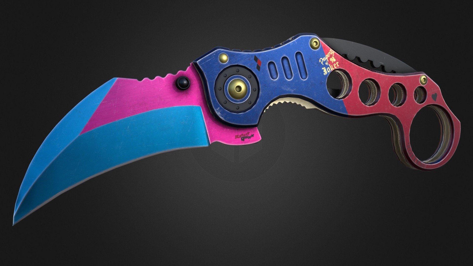 This is another variation of Tac Force knife with modified skin which I have named as Harley Quinn Style skinned Tac Force Knife - Harley Quinn Style skinned Tac Force Knife - Download Free 3D model by Netraraj 3d model