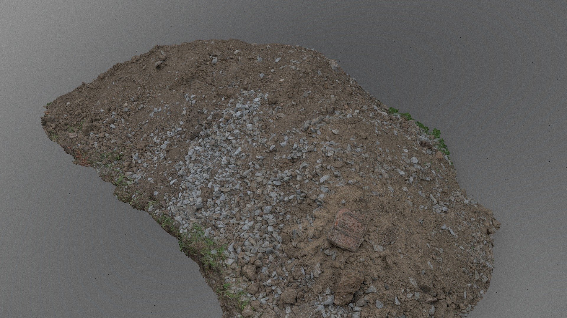 Pile of dark brown construction gardening soil mud land earth dirt heap pile mound, freshly dug, with some flint stones, concrete debris

Photogrammetry scan 120x36MP, 2x8K texture + HD Normals - Construction work heap - Buy Royalty Free 3D model by matousekfoto 3d model