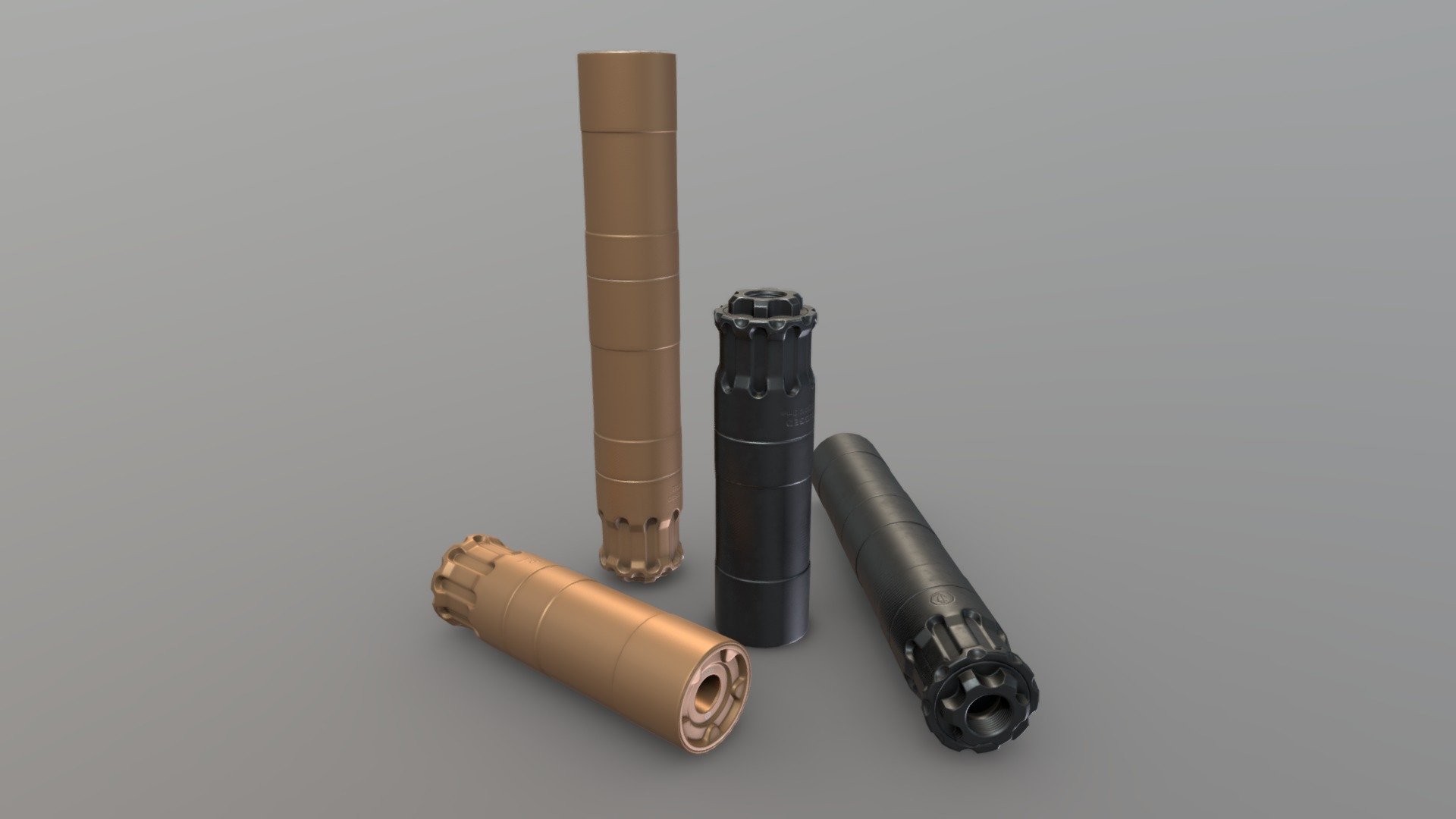 Game-ready low-poly model


Two versions, short and full length
Two color options - Black and FDE (Clean and Worn)

Poly / Verts Count:


Short: 2424 / 1295
Full: 2856 / 1538
 - Rugged Obsidian 9mm Suppressor - Download Free 3D model by eNse7en 3d model