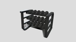 Dumbbell rack v1 fitness, gym, equipment, exercise-equipment, sport, noai