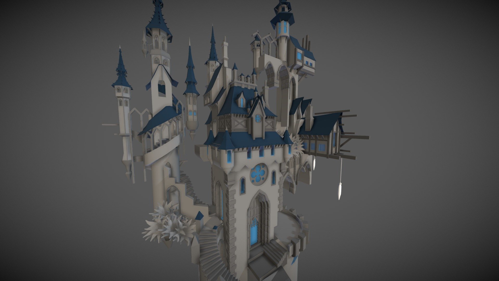 The Castle was based on a reference picture. I use blender for de moddeling 3d model