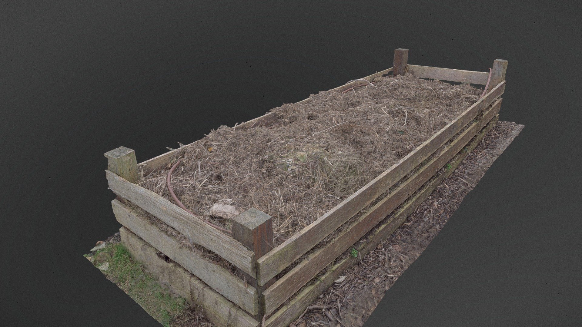 Organic natural Raised  hay filled dry grass planting growing flower bed soil and manure fertilizer, natural farming gardening production

photogrammetry scan (180x36mp), 4x8k textures + hd normals (as additional .zip download) - Raised hay filled planting bed - Buy Royalty Free 3D model by matousekfoto 3d model