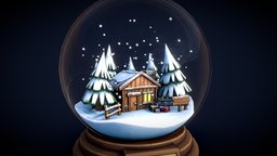 Christmas Ball tree, scene, b3d, happy, christmas, cabin, north, merry, holidays, cold, pole, presents, madewithsubstance, substance, painter, glass, cartoon, blender, wood, stylized, ball, environment, festivity
