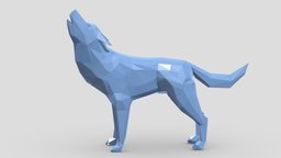 Low Poly Wolf stl, base, modern, land, printing, cnc, origami, geometric, architectural, mammal, vr, ar, decor, print, statue, nature, printable, faceted, canine, mammals, asset, game, 3d, art, model, animal, wolf, sculpture
