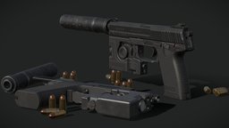 SOCOM Mark 23 Phase II firearm, pistol, mgs, socom, metal-gear-solid, mk23, fpsweapon, weapon, gun, gameready, mk23socom, poggers