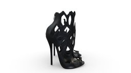 Female Flames High Heel Shoes leather, high, heel, fashion, girls, flame, different, unique, shoes, boots, ankle, womens, pumps, pbr, low, poly, female, black