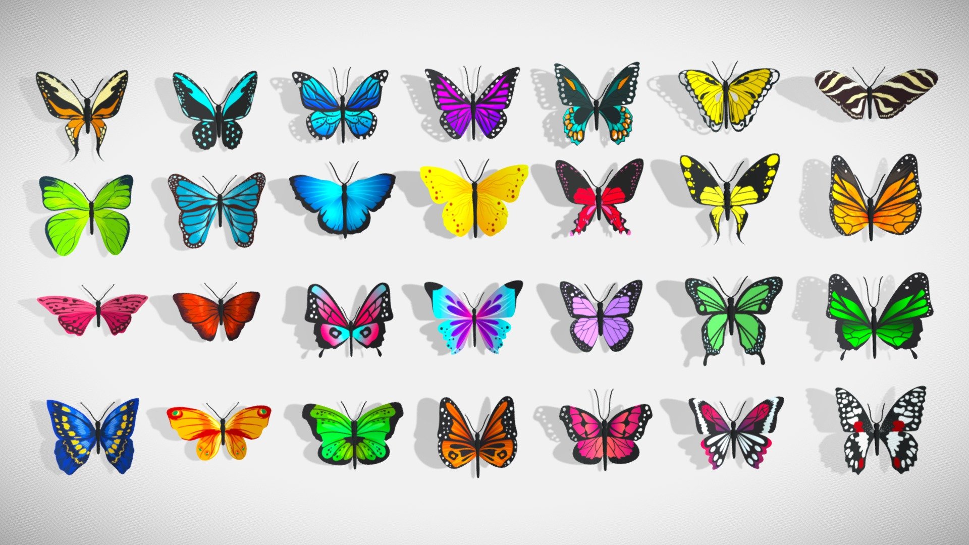 Enter a realm of enchantment with our &ldquo;Butterfly Pack (Low Poly)