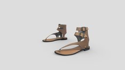 Ankle Straps Flat Roman Sandals rome, greek, ancient, flat, fashion, with, shoes, sandals, straps, ankle, roman, pbr, low, poly, female, male