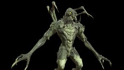 NeedlebeetleF ancient, rpg, fighter, soldier, unreal, mutant, claws, character, unity, game, pbr, low, poly, skull, animation, monster, human, rigged, ghol