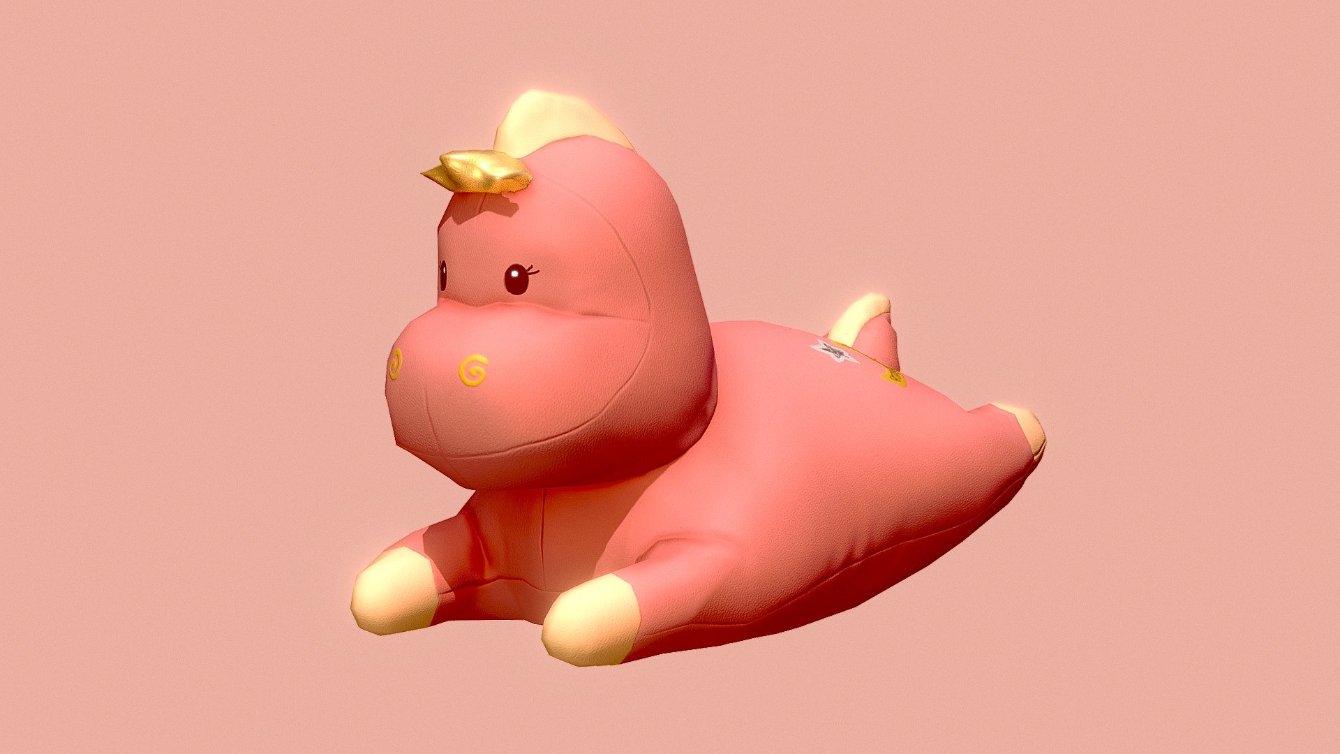 I have a toy like this, so I made it in 3D - Stuffed Dino Pony Toy - 3D model by valeria.fedorova 3d model