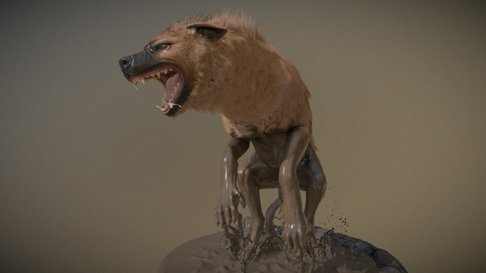 A Spotted Hyena. Did this as a practice for animal anatomy and fur. It was a challenge, but fun nevertheless 3d model