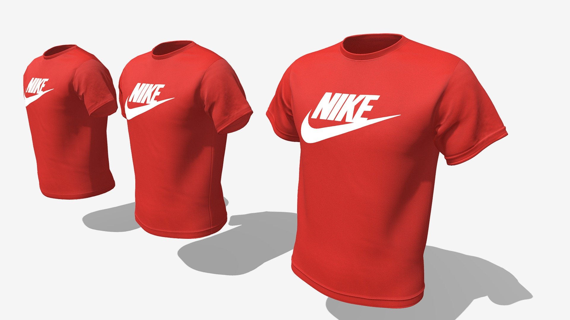 3 different lods of the same T shirt 3d model