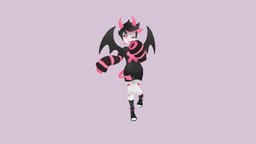 Andou horns, demon, wings, pink, nike, creature, demonwings