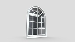 Antique interior arched window wall mirror fbx, blender