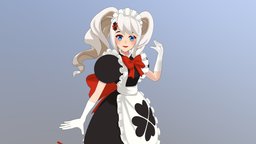 Clover Maid (Commission clover, commission, underwear, bowtie, maid, twintails, highheels, vrchat, vrchat_avatar, thighhighs, girl, anime