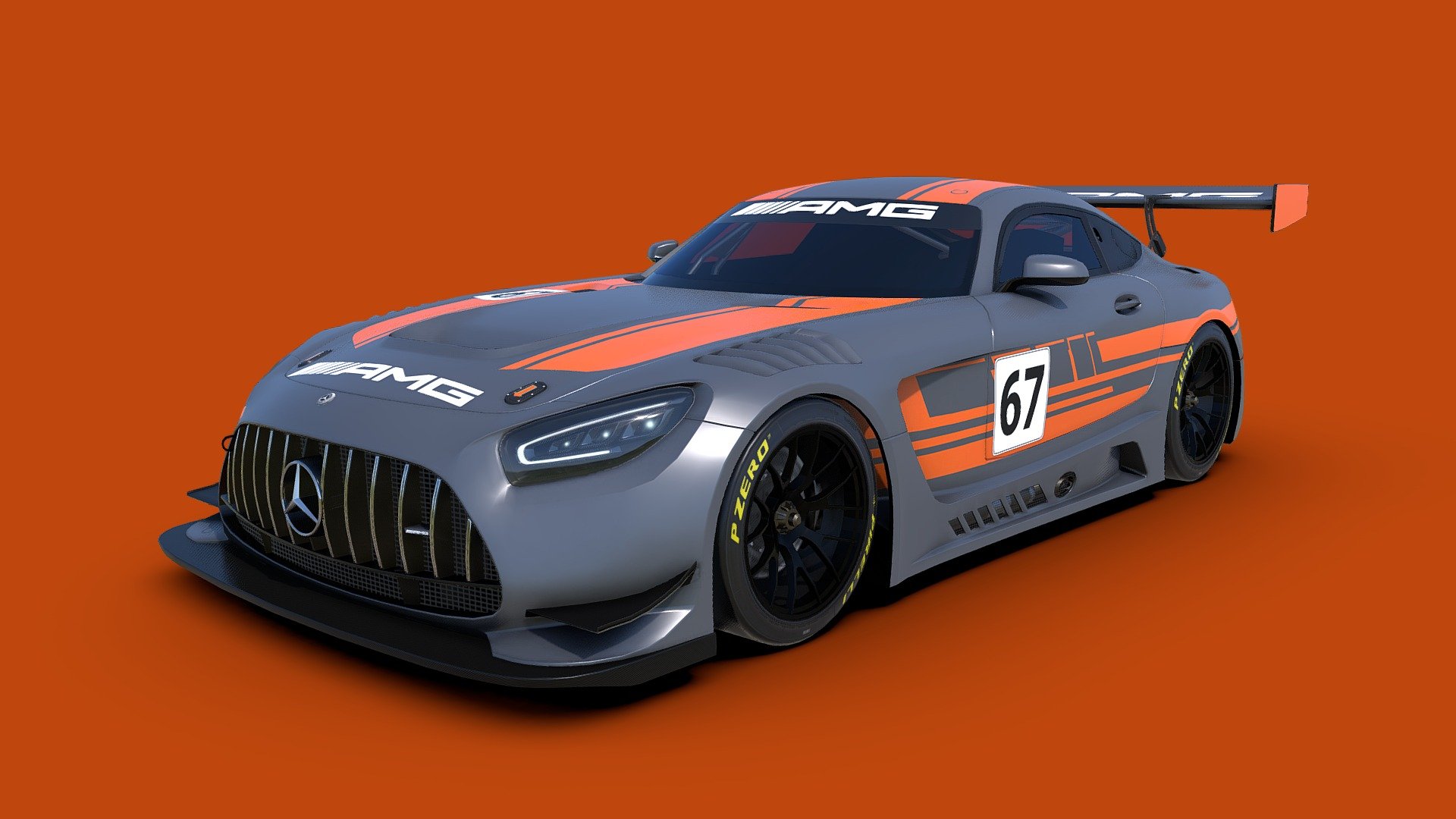 Mercedes AMG GT3 made for GTManager mobile game 3d model