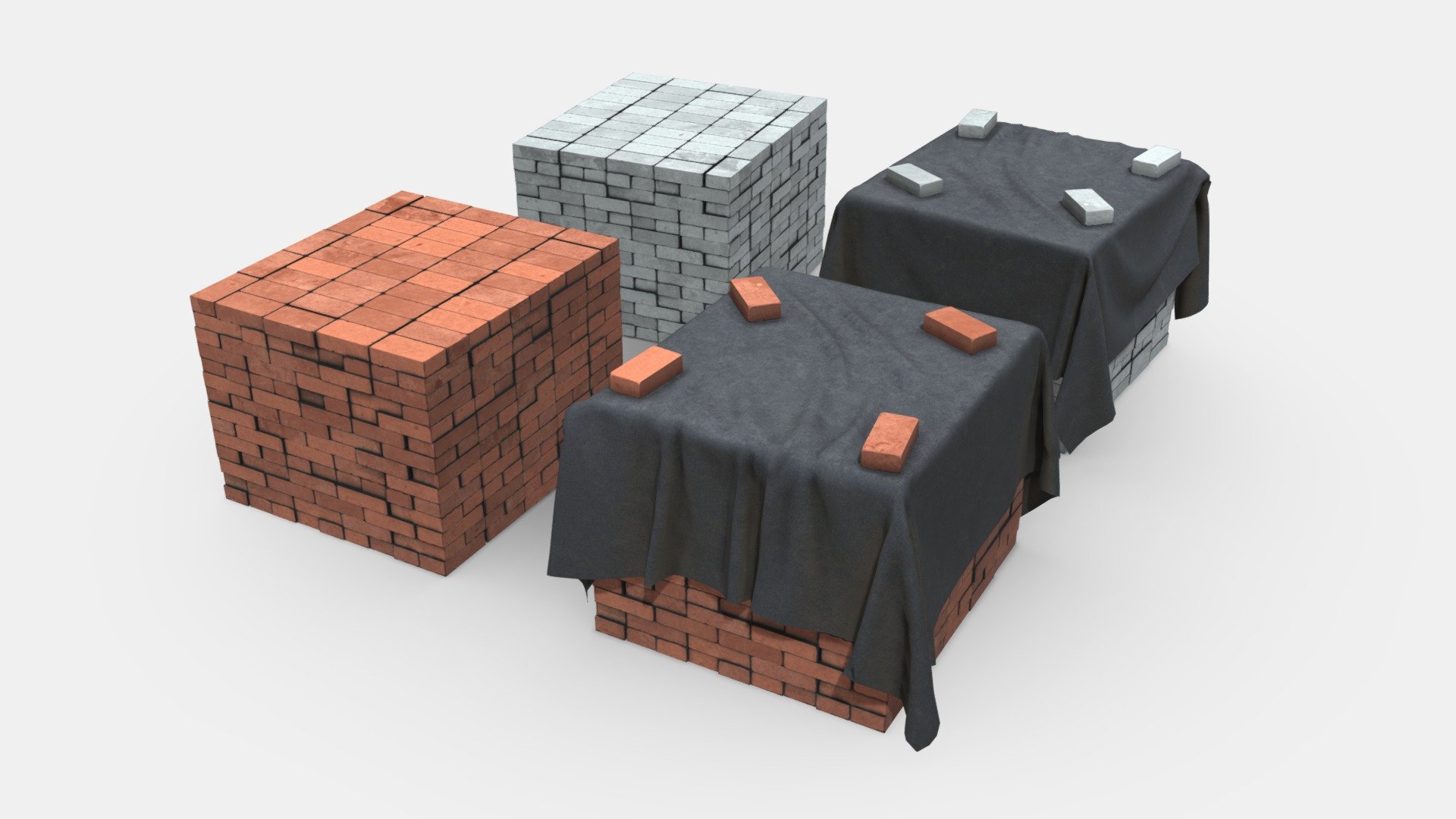Two options for a stack of bricks - covered with a cloth and open

You can find this scene on CGTrater store

This 3d model is perfect for scenes with unfinished construction, animation of the construction of buildings. It can also serve as an excellent cover in the shooter level. Due to the fact that the bricks are made with geometry, excellent light and shadow appear, which allows you to visually improve the composition.

Textures resolution:
Bricks - 4096x4096px
Cloth - 2048x2048px - Brick Stacks - 3D model by Oleksandr Bykov (@oleksandr.bykov) 3d model