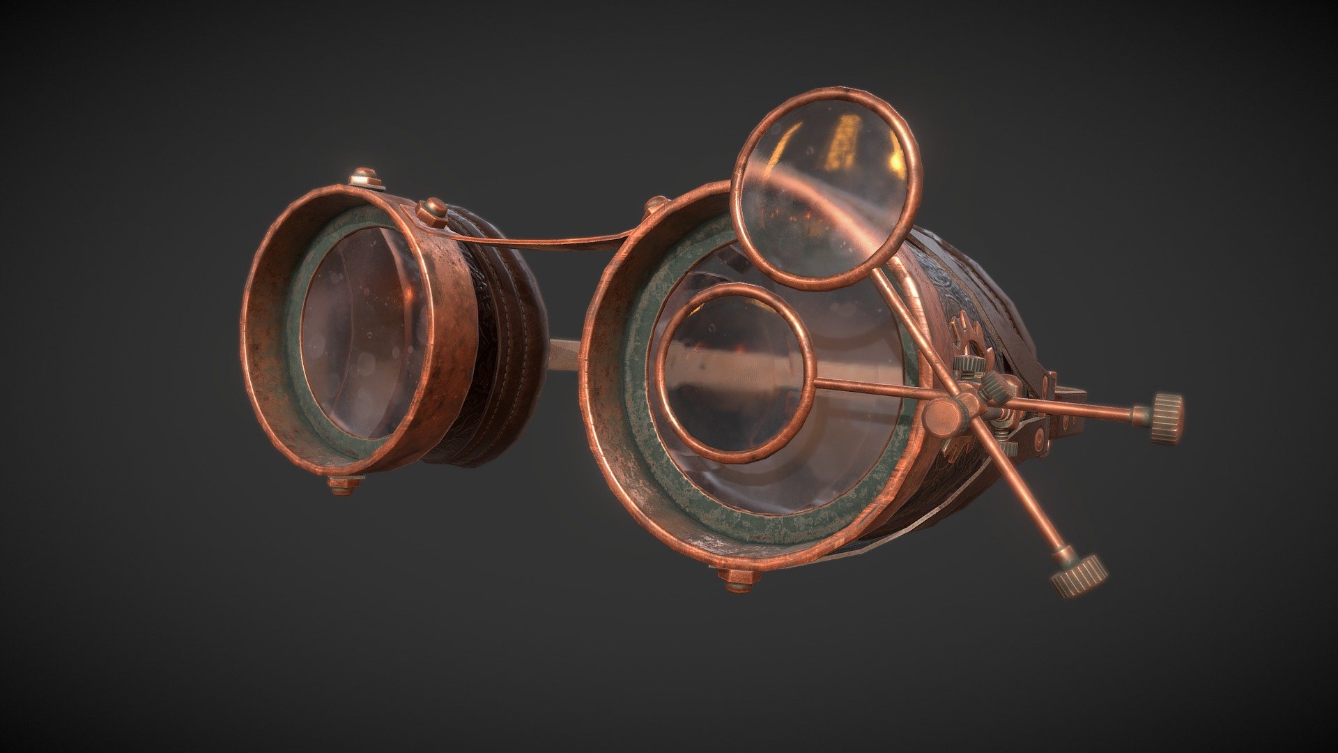 This antique Steampunk Glasses was made using PBR Workflow, The high and low poly game pipleline asset 3d model