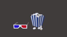 popcorn and 3d glasses cinema, popcorn, 3dglasses, popcornbucket, 3d