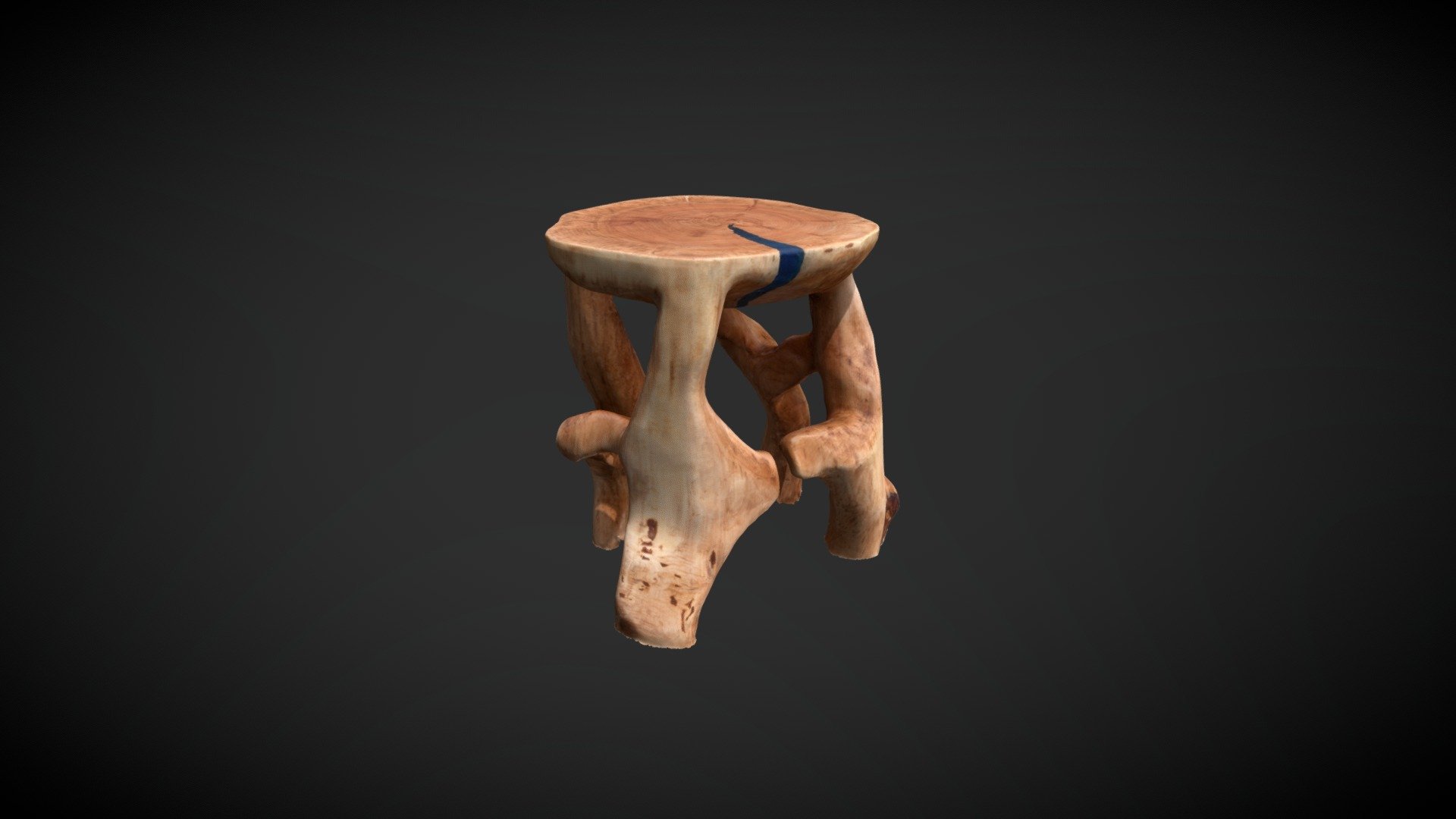 Unique wooded tabouret chair chainsaw carved from single piece of log and realized into 3D model. For all additional infromations feel free to contact me. For more of our products visit Logniture.com - Unique wooden tabouret chair - Buy Royalty Free 3D model by Logniture 3d model