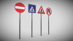 3D model Traffic Signs object, lamp, vray, european, exterior, traffic, road, signs, unreal, corner, guard, obj, sign, ready, barrier, easy, elements, fbx, realistic, old, real, streets, maya, modeling, unity, unity3d, architecture, asset, game, 3d, lowpoly, low, poly, model, stone, city, street, interior, 3dmax, "environment", "enine"