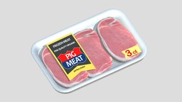 Supermarket Packaged Meat Low Poly PBR 2 food, raw, pig, mignon, other, meat, vr, ar, realistic, steak, beef, miscellaneous, rare, chop, uncooked, asset, game, beefsteak, sirlon