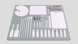 Painter Tools-Part 2 frame, paint, tools, architectural, painting, display, collection, brush, tool, artist, canvas, painter, art, free, 3dmodel