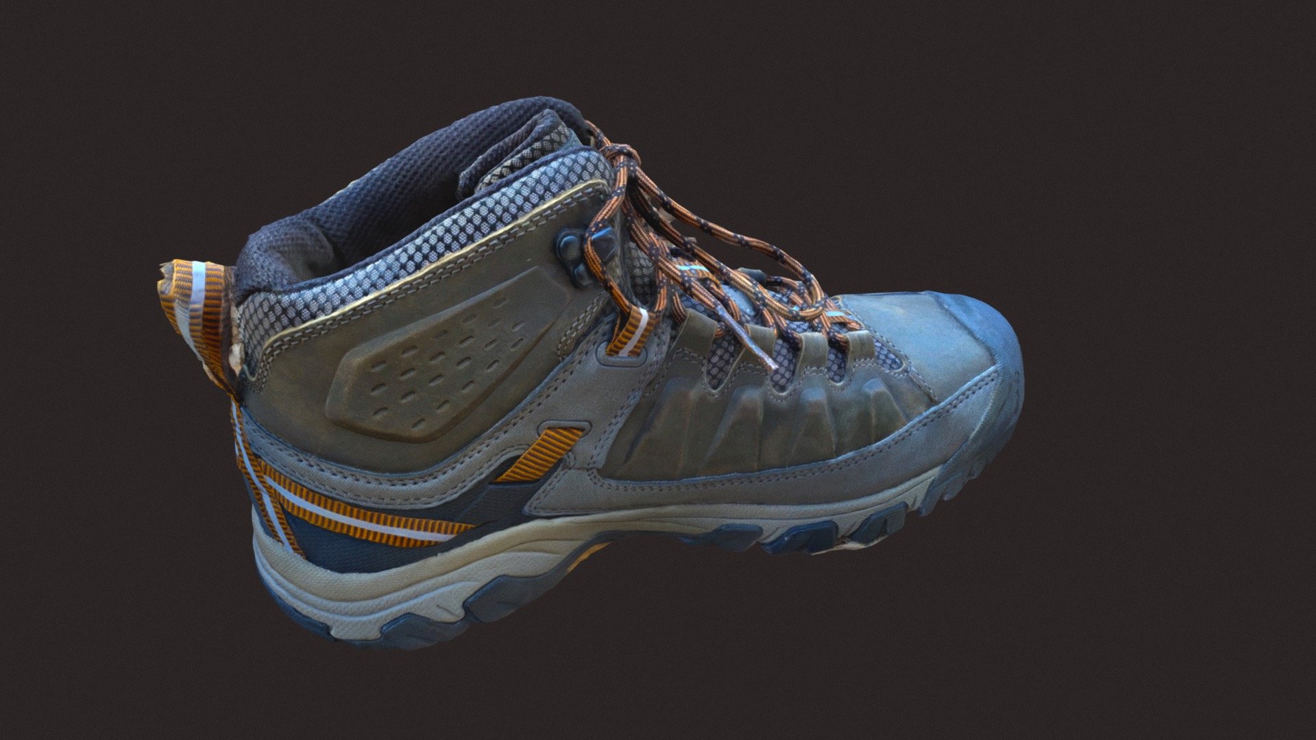 3D scan of my new pair of waterproof hiking boots by Keens (Targhee III). Purchased at REI. (190+ Images, Photo Mode)

Created with Polycam
Cleaned with Blender - Day 283: Keens Hiking Boots - Buy Royalty Free 3D model by uttamg911 3d model