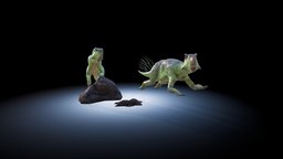 Psittacosaurus in Cretaceous Period 嬰鵡嘴龍 creature, animal, dinosaur