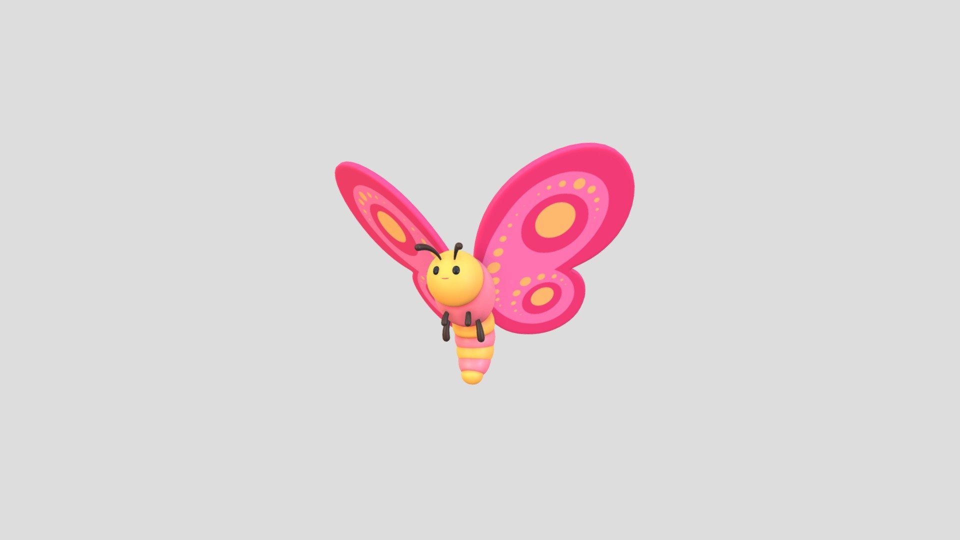 Cartoon Butterfly Character 3d model.      
    


File Format      
 
- 3ds max 2023  
 
- FBX  
 
- OBJ  
    


Clean topology    

No Rig                          

Non-overlapping unwrapped UVs        
 


PNG texture               

2048x2048                


- Base Color                        

- Roughness                         



3,628 polygons                          

3,701 vertexs                          
 - Character203 Butterfly - Buy Royalty Free 3D model by BaluCG 3d model