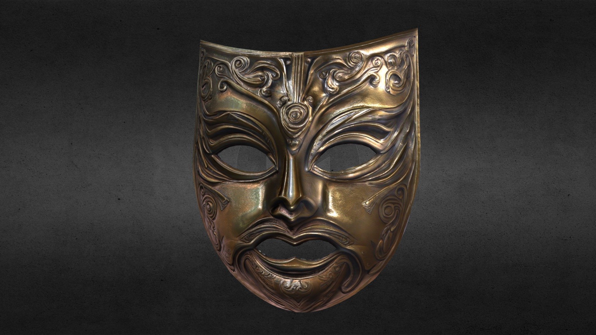 Ancient golden fantasy mask (low-poly) - Ancient golden fantasy mask (low-poly) - Buy Royalty Free 3D model by endike 3d model