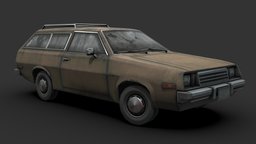 79 Wagon wagon, rusty, dirty, grunge, old, coupe, vehicle, lowpoly, gameasset, car, gameready, noai