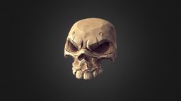 stylized skull skeleton, comic, bone, borderlands, head, thieves, skull, of, sea