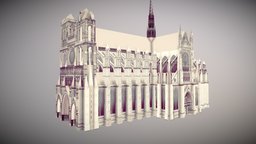 Amiens Cathedral france, cathedral, medieval, arch, gothic, amiens, buttress, sketchup, architecture